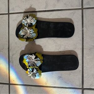 Zara Black Sandals with Floral Accents